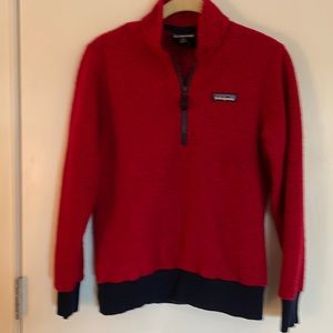 Dark red with navy trim fleece
